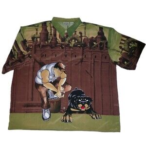 Up Ro's Man & Rottweiler Dog Button Down Shirt 4XL Hip Hop Graffiti Anime 90s